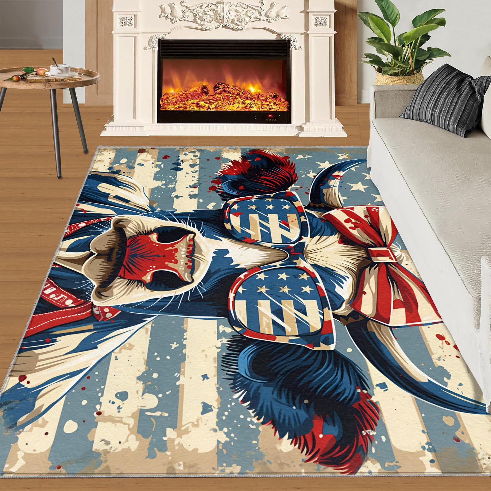 Amazon.com: American Flag Washable Area Rugs for Bedroom - 5.3x6.6